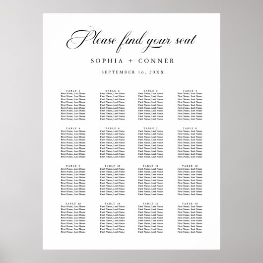 Delicate Elegant Script Trouwstoel Grafiek Poster (Voorkant)