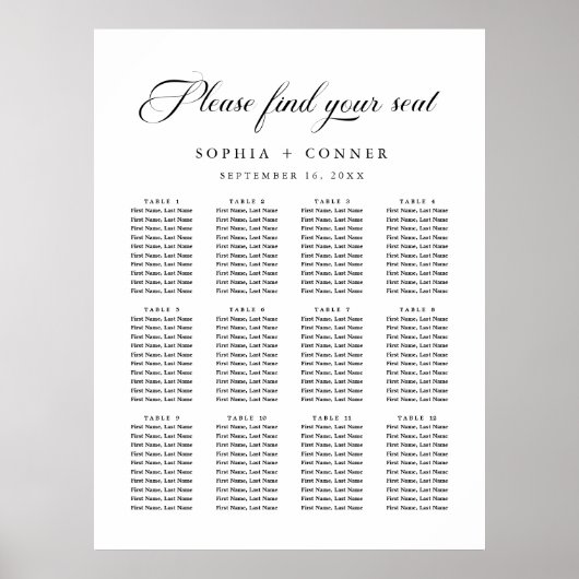 Delicate Elegant Script Trouwstoel Grafiek Poster (Voorkant)