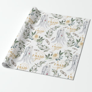 Delicate elegant waterverf floral Wedding Cadeaupapier