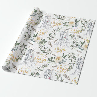 Delicate elegant waterverf floral Wedding Cadeaupapier