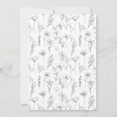 Delicate elegante zwart witte bloemenkrans bruilof kaart (Achterkant)