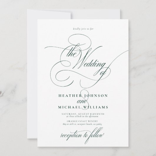 Delicate Emerald Green Modern Calligraphy Classic Kaart (Voorkant)