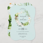 Délicate faire-part de mariage de couronnes à fleu (Devant / Derrière)