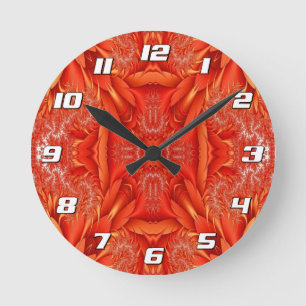 Delicate Feather Fractal Design - rood met cijfers Ronde Klok