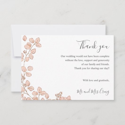 Delicate feuille minuscule Mariage vert merci (Devant)