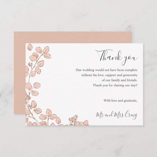 Delicate feuille minuscule Mariage vert merci (Devant / Derrière)