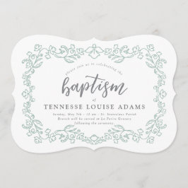Delicate Floral Baby Baptism Invitation Kaart