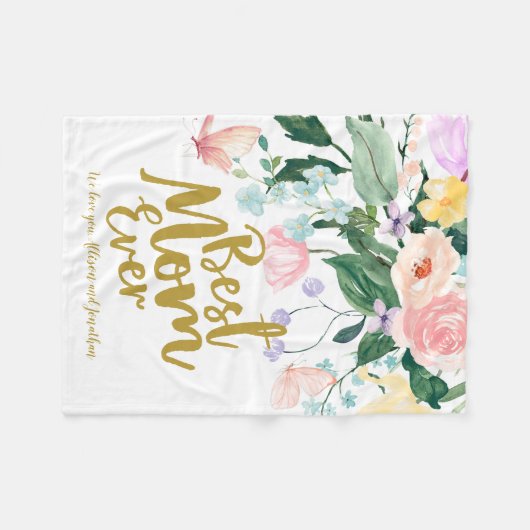 Delicate Floral Best Mam Ever Moederdag Fleece Deken (Voorkant (Horizontaal))