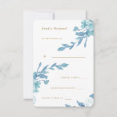 Delicate Floral Bleu et Mariage Foliage Rsvp (Devant)
