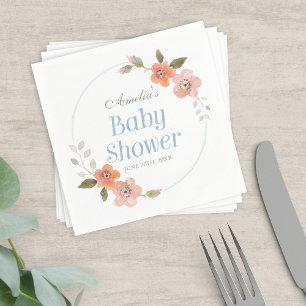 Delicate Floral Blue Boy Baby shower Servetten
