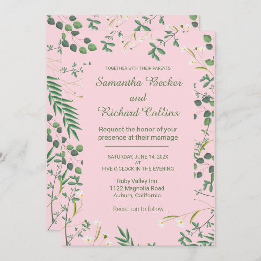 Delicate Floral Border Kaart (Voorkant / Achterkant)