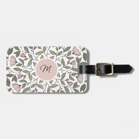 Delicate Floral Custom Monogram Bagagelabel (Voorkant horizontaal)