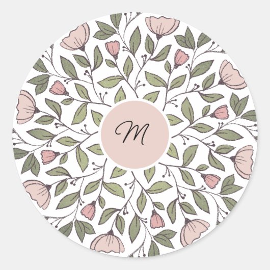 Delicate Floral Custom Monogram Envelop Stickers (Voorkant)