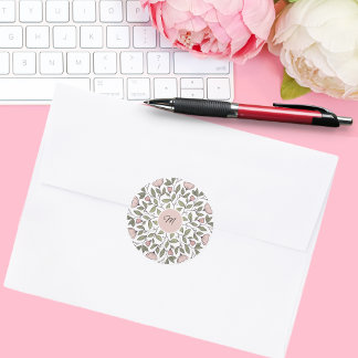 Delicate Floral Custom Monogram Envelop Stickers