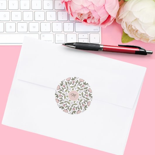 Delicate Floral Custom Monogram Envelop Stickers