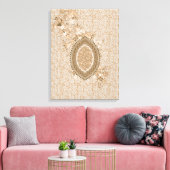 Delicate Floral Design op Beige Textured Canvas (Insitu (Woonkamer))