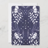 Delicate Floral Frame on Blue Wedding Invitation (Dos)