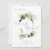 Delicate floral Greenery Save the Date Kaart (Voorkant)