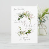 Delicate floral Greenery Save the Date Kaart (Staand voorkant)