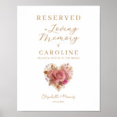 Delicate Floral Heart Loving Memory Reserved Seat Poster (Voorkant)