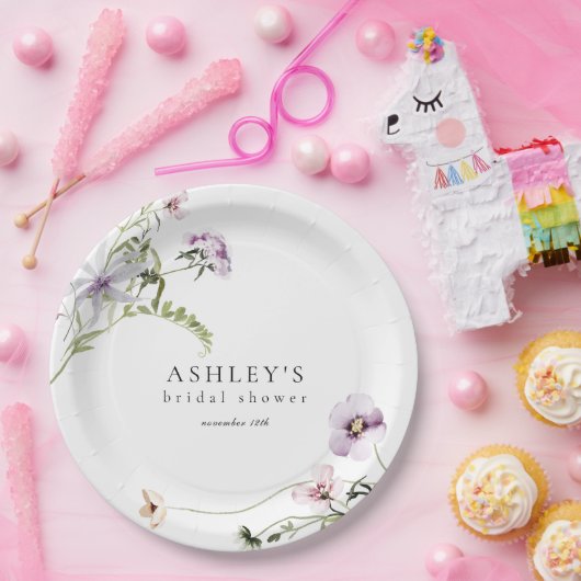 Delicate Floral Lavendel Vrijgezellenfeest Papier Papieren Bordje (Feest)