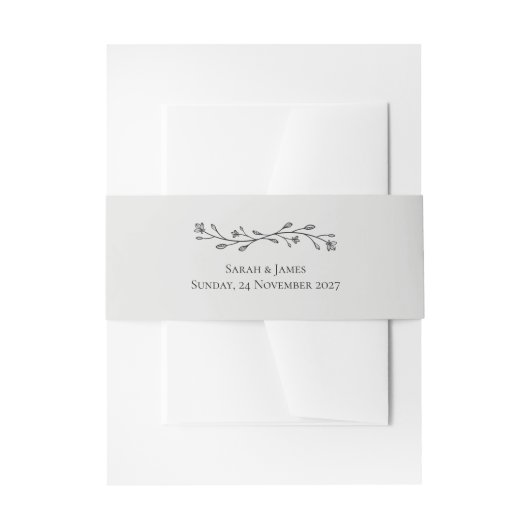 Delicate Floral Monochrome bruiloft Uitnodigingen Wikkel (Voorkant Voorbeeld)