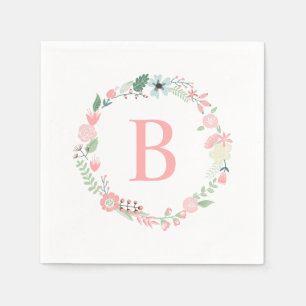 Delicate Floral Monogrammed Wreath Servet