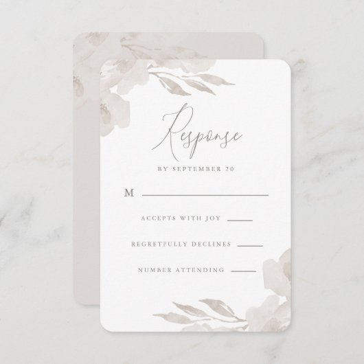 Delicate Floral Neutre et Mariage Foliage Rsvp (Devant / Derrière)