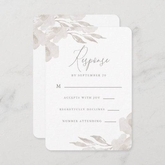 Delicate Floral Neutre et Mariage Foliage Rsvp (Devant / Derrière)