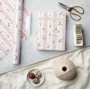 Delicate Floral Patroon Roze - Wrapping Paper Roll Cadeaupapier