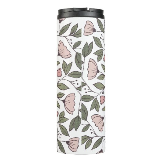 Delicate Floral Pattern Custom Monogram Thermosbeker (Achterkant)