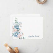 Delicate Floral Script Stationery Note Kaart Notitiekaartje (Voorkant / Achterkant in situ)