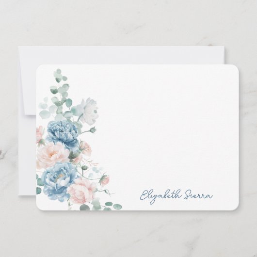 Delicate Floral Script Stationery Note Kaart Notitiekaartje (Voorkant)