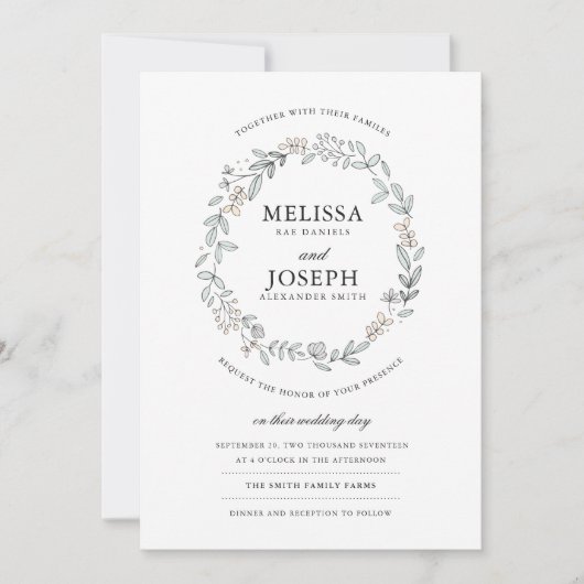 Delicate Floral Wedding Invitation (Voorkant)