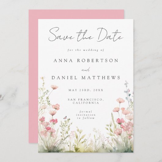 Delicate Floral Wedding Save The Date (Voorkant / Achterkant)