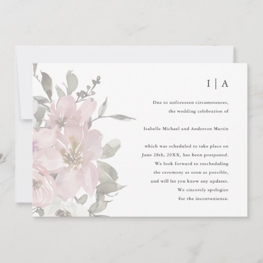 Delicate Floral Wedding-uitstel Aankondiging (Voorkant)