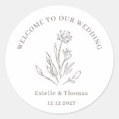 Delicate Floral Wedding Welkom Ronde Sticker (Voorkant)