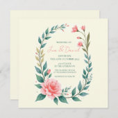 Delicate Floral Wreath Invitation Kaart (Voorkant / Achterkant)