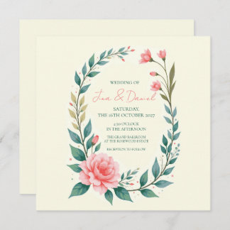 Delicate Floral Wreath Invitation Kaart