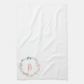 Delicate Floral Wreath Monogram Theedoek (Verticaal)