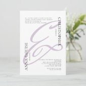 Delicate Formele Lavendel Script Ampersand Bruilof Kaart (Staand voorkant)