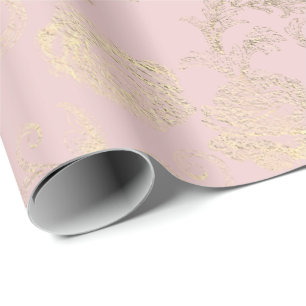 Delicate Foxier Blush Floral roze rozen Gold Cadeaupapier