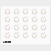 Delicate French Flora Crest Wedding Ronde Sticker (Vel)