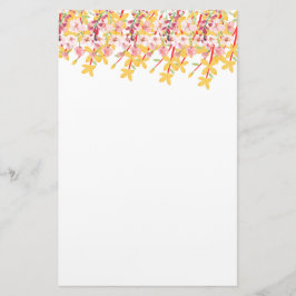 Delicate Garden Floral Monogram Stationery Paper Briefpapier