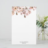 Delicate Garden Floral Monogram Stationery Paper Briefpapier (Staand voorkant)