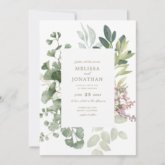 Delicate Garden Wedding Invitation Kaart (Voorkant)
