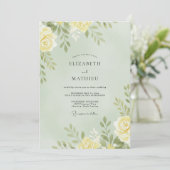 Delicate Gele Blad Bruiloft Kaart (Staand voorkant)