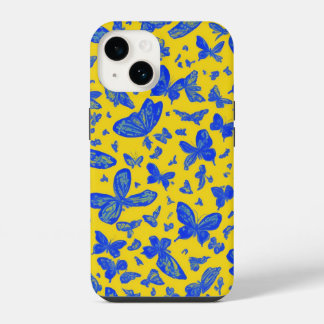 Delicate gele bloemen vlinders iPhone 14 hoesje