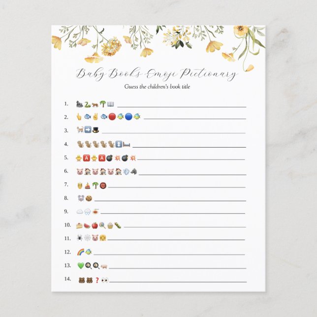 Delicate Gele Wilde Baby Boeken Emoji Game (Voorkant)