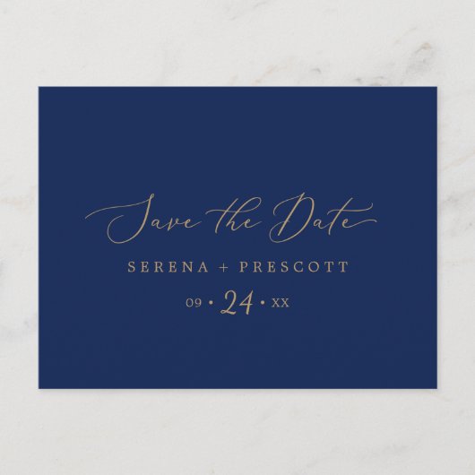 Delicate Gold and Navy Enregistrer la date Carte p (Devant)
